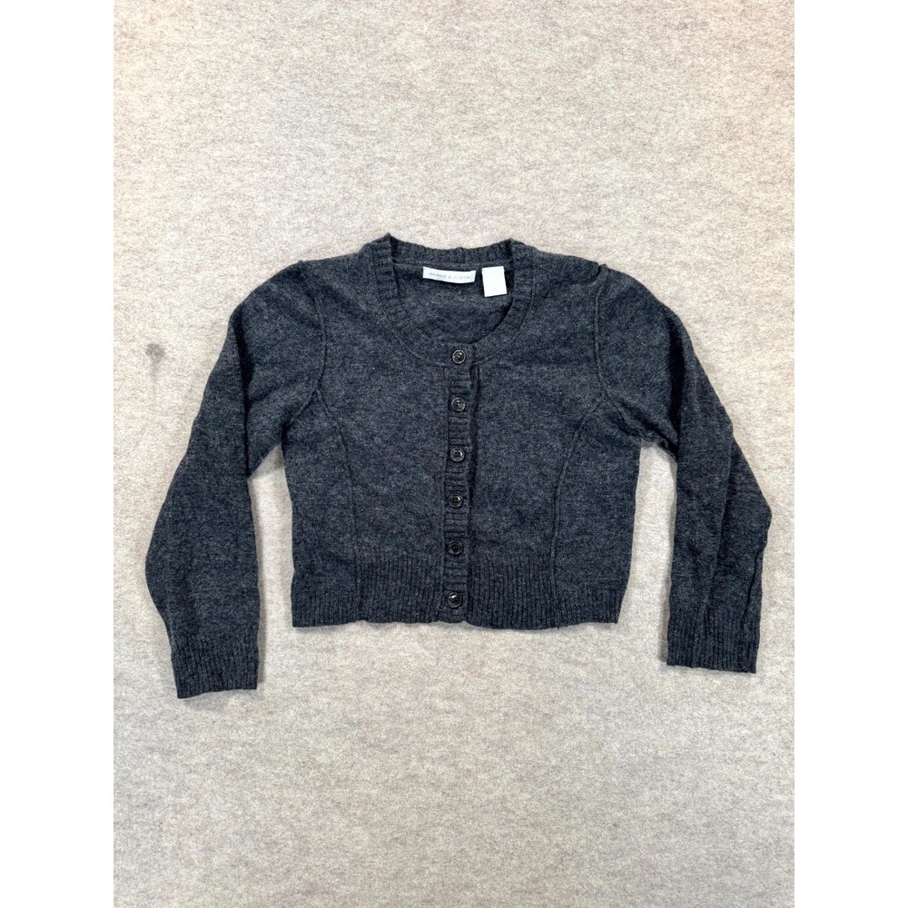 Janice & Justin Cropped Cardigan Sweater Womens Medium Black Button Front Knit